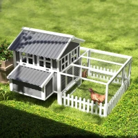 PawHut Wooden Chicken Coop with Run for 1-2 Chicken, Bunnies, Ducks(m-10)