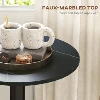 HOMCOM High Top Bar Table, Modern Round Dining Table with Faux-marbled Top and Gold Base, Bistro Table for 2 People, Black(m-5)
