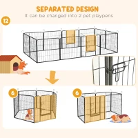 PawHut Dog Pen with Gate, 12 Panels Puppy Playpen, Dog Fence, 31.5"H(m-7)