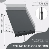 Outsunny 6.5' x 4' Manual Retractable Awning, Non-Screw Patio Awning, UV Resistant for Window or Door, Dark Gray(m-4)