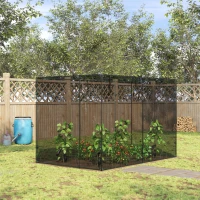 Outsunny 10 x 6.5ft Crop Cage, Garden Plant Protector with Two Zippered Doors, Storage Bag and Ground Stakes, Black(m-8)