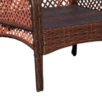 Outsunny 4-Piece Outdoor Wicker Sofa Set, Outdoor PE Rattan Conversation Furniture with 4 Chairs & Table, Water-Fighting Material, White(m-9)