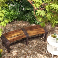 Outsunny Wooden Outdoor Bench, Wrap Around Tree Bench with Slatted Seat for Yard, Garden, Deck, Lawn, Brown(m-10)