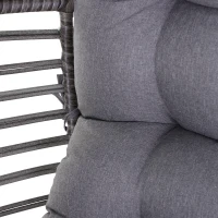 Outsunny Patio Wicker Egg Chair w/ Soft Cushion, Teardrop Cuddle Seat, Outdoor / Indoor Patio Chair, PE Plastic Rattan Furniture with Adjustable Height Feet Pads, Gray(m-8)