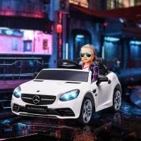 Aosom Mercedes SLC 300 Licensed Kids Electric Car with Remote Control, 12V Battery Powered Kids Ride on Car with Music, Lights, Suspension for 3-6 Years Old, White(m-10)