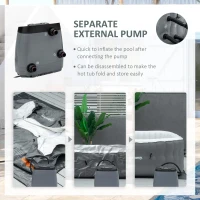 Outsunny 4-6 Person Inflatable Portable Hot Tub Outdoor Square Heated Spa with 108 Jets, Pump, Cover, Filter Cartridges, Grey(m-10)