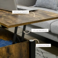 HOMCOM Lift Top Coffee Table, Modern Center Table with Storage Shelves and Hidden Compartment for Living Room, 41" L(m-6)