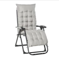 Outsunny Reclining Zero Gravity Chair with Adjustable Backrest, Folding Garden Sun Lounger with Removable Cushion and Headrest, Light Grey(m-2)