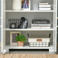 HOMCOM Industrial Kitchen Pantry Cabinet with 4 Doors and Storage Shelves, Freestanding Storage Cabinet, White(m-8)