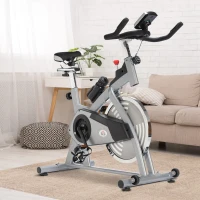 Soozier Upright Exercise Bike, Home Gym Cycling Fitness Machine, Equipment with Adjustable Resistance LCD Monitor Bottle Holder, Sliver(m-8)