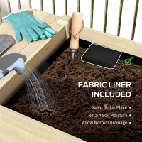 Outsunny Raised Garden Bed, Wood Planter Box with Side Table, Bottom Shelf, Bed Liners and Drainage Holes, Natural(m-6)