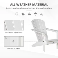 Outsunny Adirondack Chair with Cup Holder, All Weather Patio Chair HDPE Lounger, Fire Pit Seating High Back and Wide Seat for Outdoor, Backyard, Garden, Deck, Lawn, White(m-6)