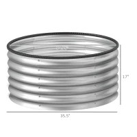 Outsunny Set of 2 Raised Garden Bed, Metal Planter Box with Safety Edging, Easy-to-assemble Stock Tank 3'x3'x1.4' Silver(m-3)