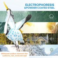 Outsunny Flying Crane Garden Statue, 42.5" Standing Lawn Ornament, Steel Garden Decor Bird Statue with Stakes for Lawn Patio Backyard Decoration, Mixed Colour(m-5)