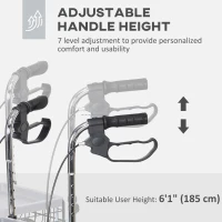 HOMCOM Upright Walker Up Rollator, Rolling Walker with Wheels, Storage Bag, Tray, Adjustable Handle Height, Blue(m-5)