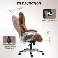 HOMCOM High Back Desk Chair with Swivel Wheels, Tilt Function, Executive Office Chair with Cushion & Adjustable Height, Brown(m-6)