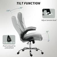 HOMCOM Executive Office Chair, Desk Chair with Flip-up Armrest, Diamond Fabric Computer Chair for Home Office, Gray(m-6)