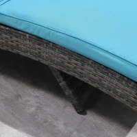 Outsunny Wicker Chaise Lounge Chair Outdoor PE Rattan Cushioned Patio Sun Lounger with 5-Level Adjustable Backrest & Wheels for Easy Movement, Sky Blue(m-9)