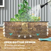 Outsunny 7' x 3' x 1' Raised Garden Bed Set, 2PCS Raised Beds for Gardening with Metal Plant Stakes, Cream White(m-7)