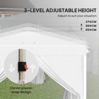 Outsunny 10' x 10' Pop-Up Canopy Tent with Sidewalls, Height-Adjustable, Carry Bag Included, for Outdoor, Garden, Patio, White(m-5)