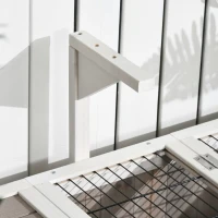 PawHut Wooden Tortoise Habitat with Openable Top, Run Cage, Two Rooms, Grey(m-9)