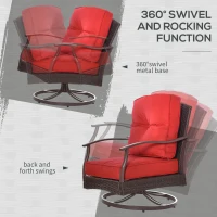 Outsunny 4 PCS Patio PE Rattan Wicker Sofa Set Outdoor Conversation Furniture w/ Two Tier Tea Table & Cushions, Red(m-7)