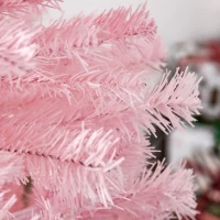 HOMCOM 6FT Pop-up Artificial Christmas Tree Holiday Xmas Holiday Pencil Tree Decoration with Automatic Open for Home Party, Pink(m-10)