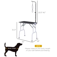 PawHut Foldable Pet Grooming Table for Dogs Cats with Adjustable Arm, Non-slip Surface, Black(m-3)