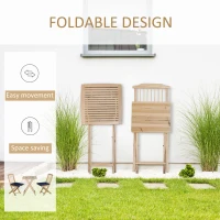 Outsunny 3 Pieces Patio Folding Bistro Set, Outdoor Pine Wood Table and Chairs Set with Tie-on Cushion & Square Coffee Table, Great for Indoor, Poolside, Garden, Dark Blue(m-5)