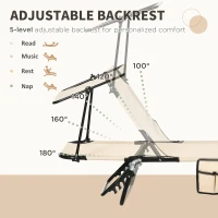 Outsunny Folding Chaise Lounge Pool Lounge Chairs Set of 2, Outdoor Sun Tanning Chairs with Canopy Shade, Reclining Back, Steel Frame and Side Pocket for Beach, Yard, Patio, Tan(m-4)