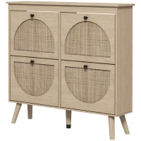 HOMCOM Shoe Cabinet for entryway, Shoe Storage Cabinet with 4 Flip Drawers and Adjustable Shelves for 20 Pairs of Shoes, Oak(m-2)