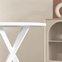 HOMCOM 29" Dining Table, Contemporary Round Kitchen Table with Steel Legs, White(m-10)