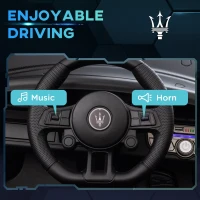 Qaba Maserati GT2 Licensed Ride On Car, 12V 3MPH Battery Powered Electric Car w/ Shock-Absorbers, Auxiliary Wheels, Black(m-7)