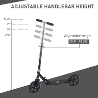 Aosom Kids Foldable Kick Scooter with Adjustable Height, Soft Textured Handles, Wide Deck, Brakes for Ages 7-14, 29.5" H - 39" H, Black(m-6)