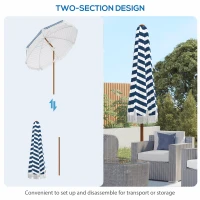 Outsunny 7 x 7 ft Outdoor Umbrella with Tilt, Vent, Patio Market Table Umbrella Parasol with Fringed Ruffles and Flounce, Blue(m-8)