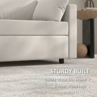 HOMCOM Modern 3 Seater Sofa, 77" Upholstered Couch with 2 Throw Cushions for Bedroom, Living Room, Cream White(m-6)