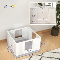 PawHut Whelping Box for Dogs with Whelping Pad, Adjustable Entrance, Non-slip Foot Pads, for Small Dogs, White(m-3)