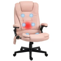Vinsetto 6 Point Vibrating Massage Office Chair with Heat, Microfiber Massage Desk Chair with Reclining Backrest, Pink(m-11)