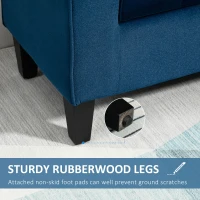 HOMCOM Button-Tufted Storage Ottoman Bench, Upholstered Bench with Rolled Armrests for Living Room or Hallway, Blue(m-8)