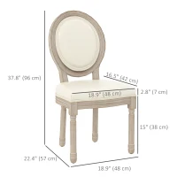 HOMCOM Dining Chairs Set of 2, French Vintage Style Kitchen Chairs with PU Leather Upholstery and Wooden Legs for Dining Room(m-3)