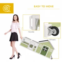 PawHut 64 Inch Rabbit Hutch with Asphalt Roof, Handle, Wheels, Multicolo(m-6)