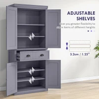 HOMCOM 72" Kitchen Pantry Storage Cabinet, Cupboard w/ 4 Doors and 3 Adjustable Shelves, Large Central Drawer, Navy Blue(m-5)