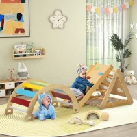 Qaba 7 in 1 Pikler Triangle Set with Ramp & Arch Ladder for 18-48 Months, Multicolored(m-2)