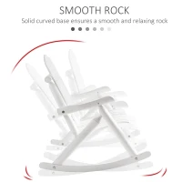 Outsunny Outdoor Wooden Rocking Chair, Double-Person Adirondack Rocking Patio Chair with Rustic High Back, Slatted Seat and Backrest for Indoor, Backyard, Garden, White(m-4)