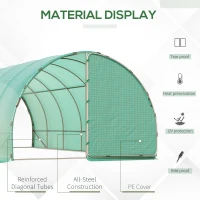 Outsunny 20' x 10' x 7' Tunnel Greenhouse Outdoor Walk-In Hot House with 2 Hinged Doors, Reinforced Steel Frame, PE Cover, Green(m-6)