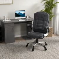Vinsetto Heavy Duty Microfibre Office Chair, Big and Tall Computer Chair with Flip-up Arm, 400lbs, Charcoal Grey(m-1)