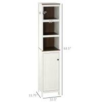 kleankin Tall Bathroom Storage Cabinet, Freestanding Tower Cabinet with 3 Open Shelves and Adjustable Shelf, Antique White(m-3)