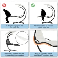 Outsunny Swing Chaise with Stand Floating Chaise Lounge Cream White(m-7)