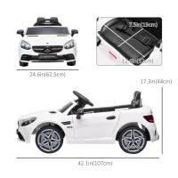 Aosom 12V Ride On Car with Parent Remote Control Two Motors Music Lights Suspension Wheels for 3-6 Years White(m-3)