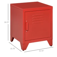 HOMCOM Industrial End Table, Living Room Side Table with Locker-Style Door and Adjustable Shelf, Red(m-3)
